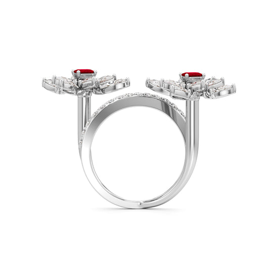 Ruby & Diamond Floral Vivid Ring