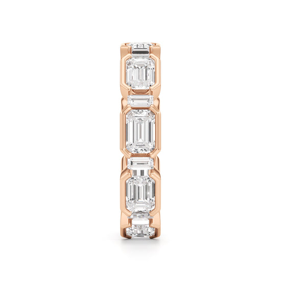 Bezel Set Emerald & Baguette Diamond Eternity Band