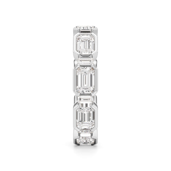 Bezel Set Emerald & Baguette Diamond Eternity Band