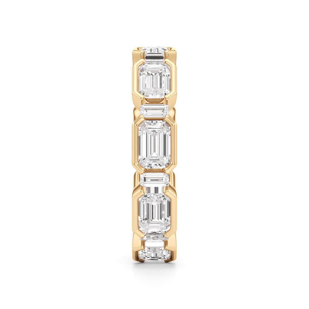 Bezel Set Emerald & Baguette Diamond Eternity Band