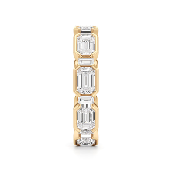 Bezel Set Emerald & Baguette Diamond Eternity Band
