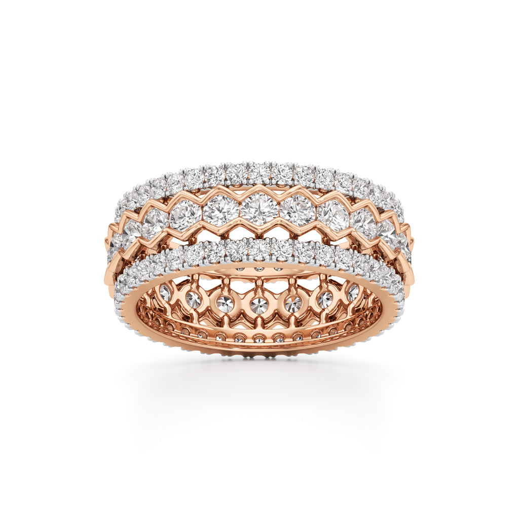Three-Row Scalloped Diamond Eternity Band