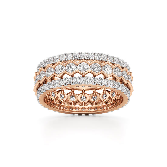 Three-Row Scalloped Diamond Eternity Band