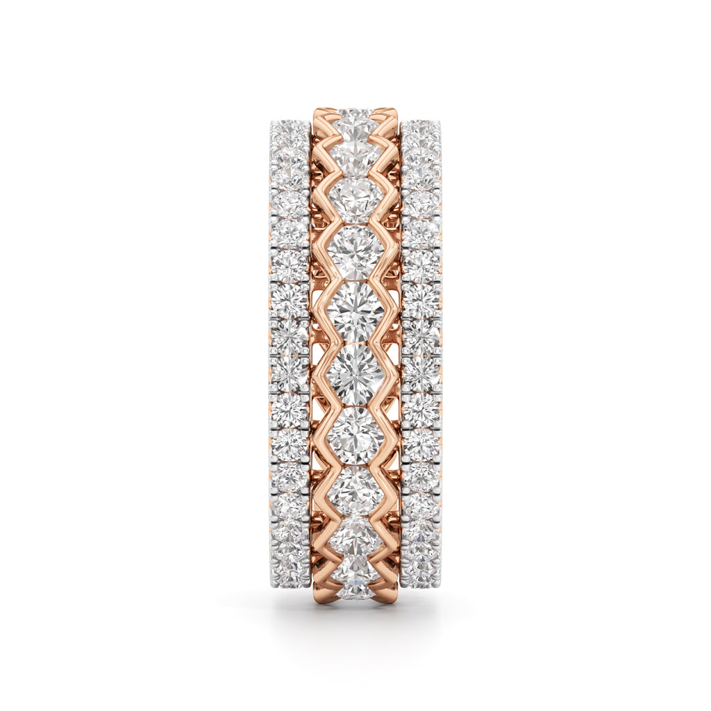 Three-Row Scalloped Diamond Eternity Band