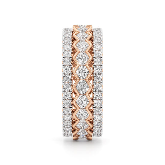 Three-Row Scalloped Diamond Eternity Band