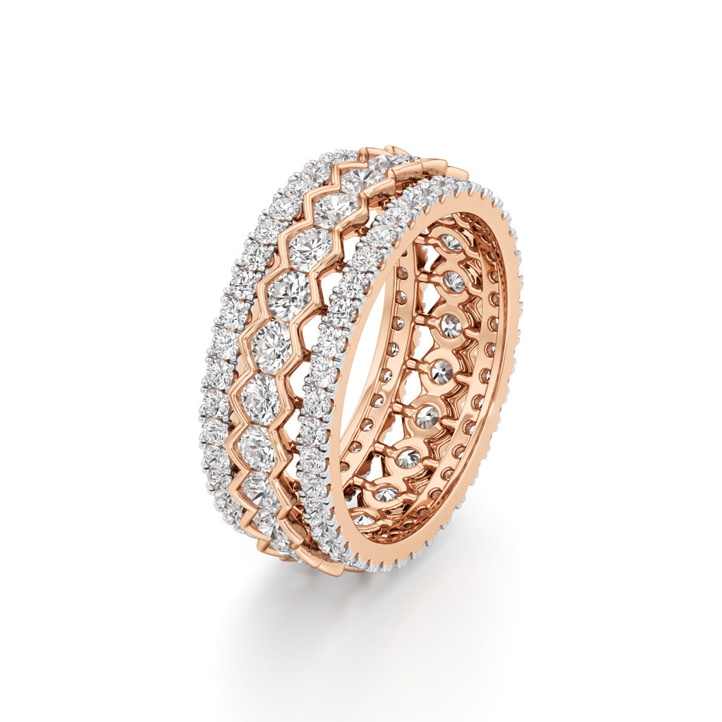 ThreeRow Scalloped Diamond Eternity Band