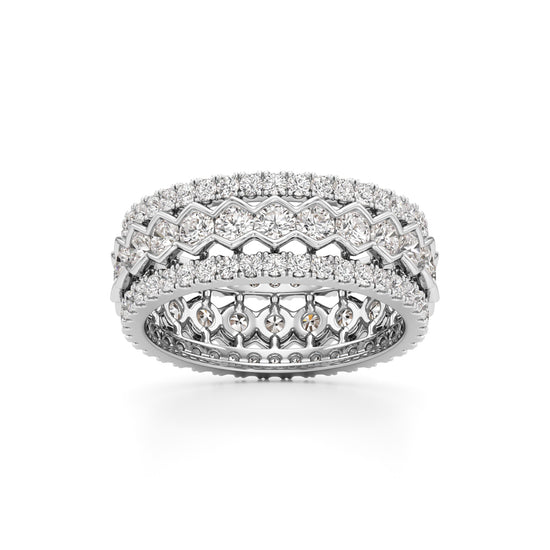 Three-Row Scalloped Diamond Eternity Band