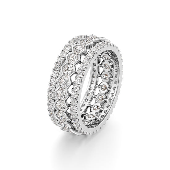 Three-Row Scalloped Diamond Eternity Band