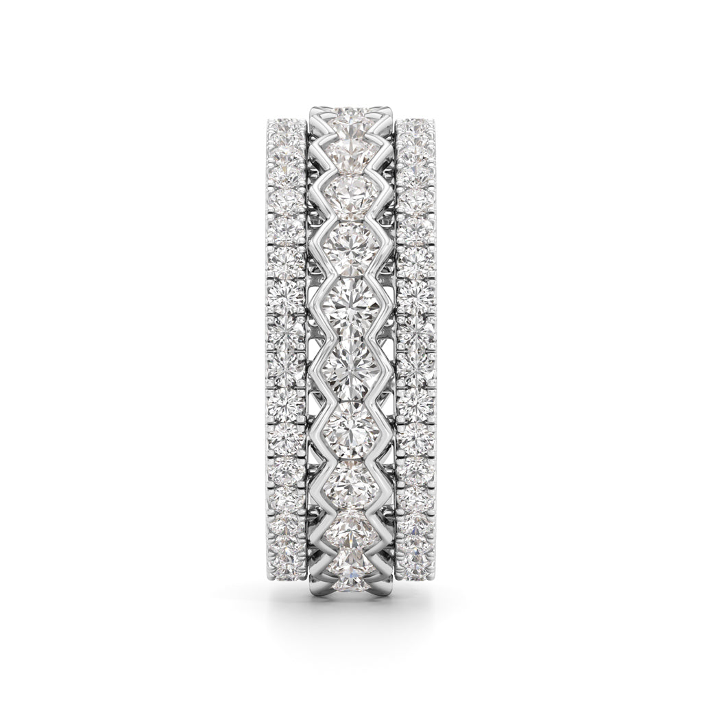 Three-Row Scalloped Diamond Eternity Band