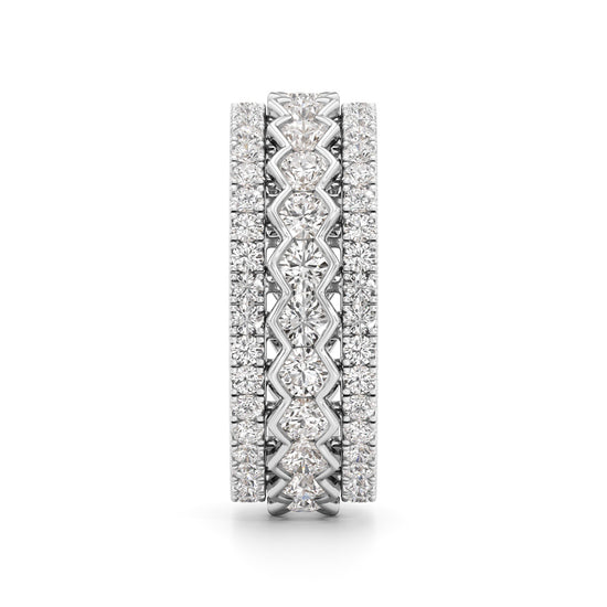 Three-Row Scalloped Diamond Eternity Band