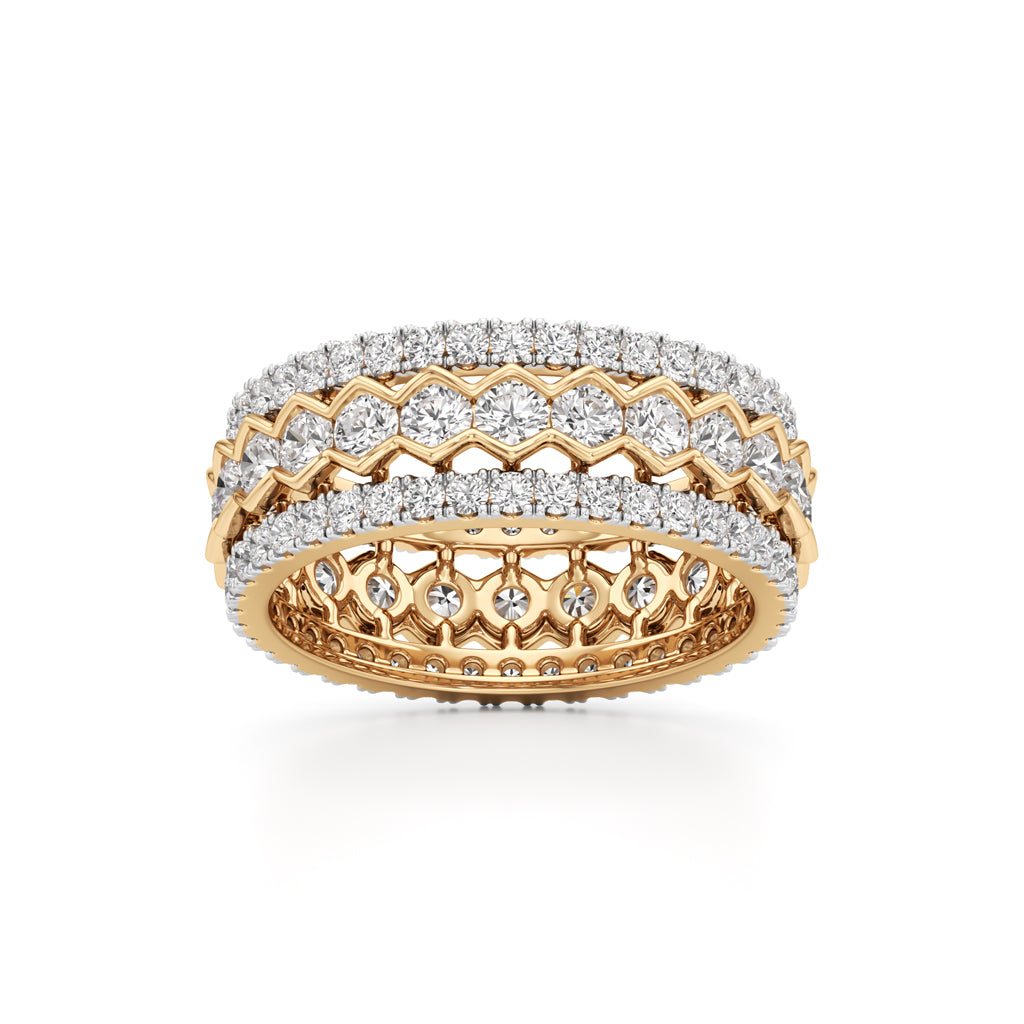 Three-Row Scalloped Diamond Eternity Band