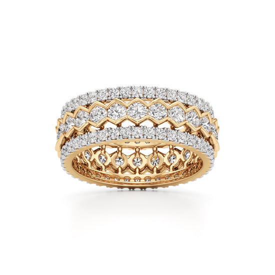 Three-Row Scalloped Diamond Eternity Band