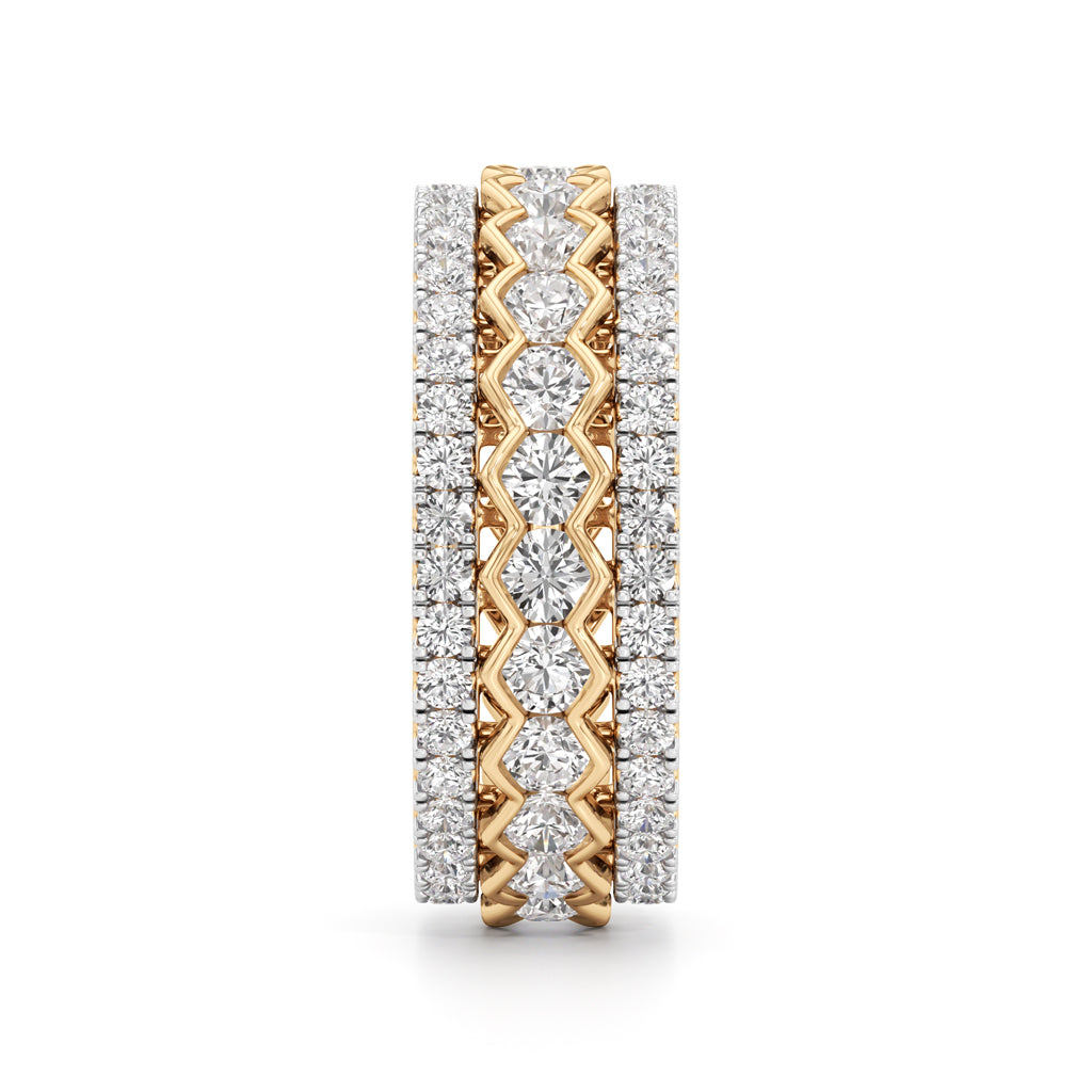 Three-Row Scalloped Diamond Eternity Band