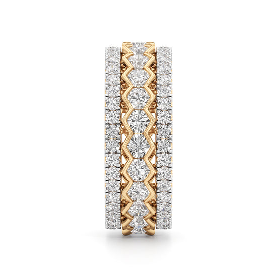Three-Row Scalloped Diamond Eternity Band