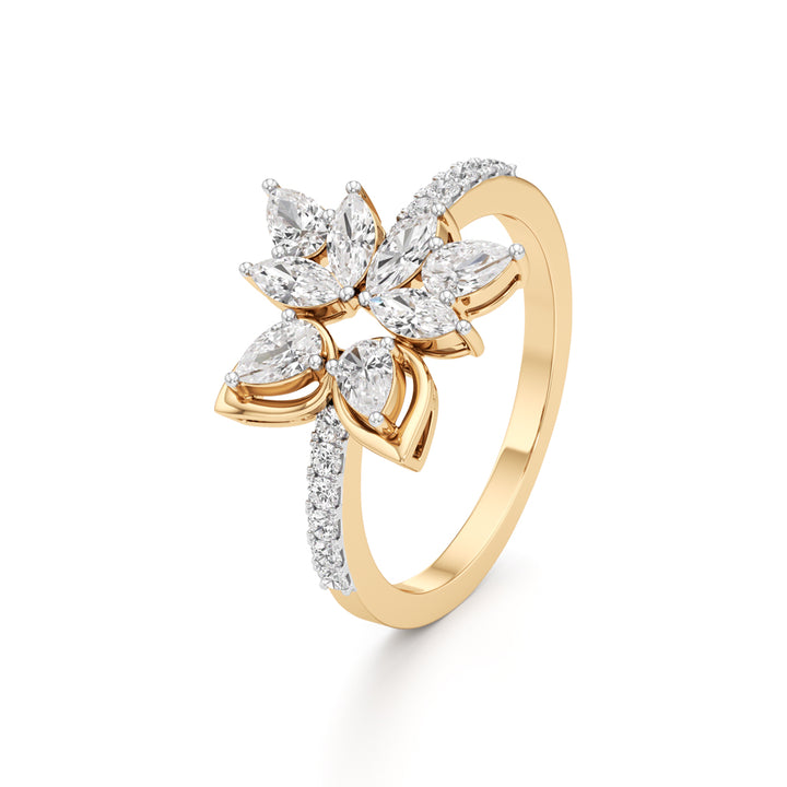 Marquise & Pear Diamond Floral Ring