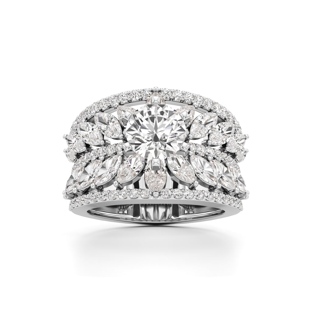 Round & Marquise Heartspark Cluster Ring