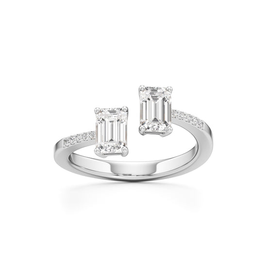 Two Stone Emerald Cut Diamond Ring