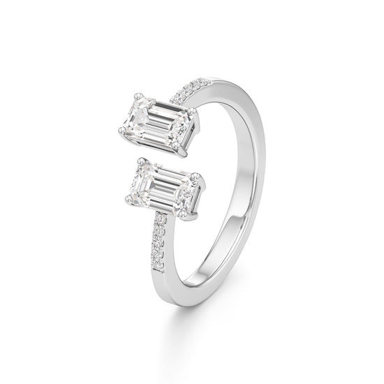 Two Stone Emerald Cut Diamond Ring