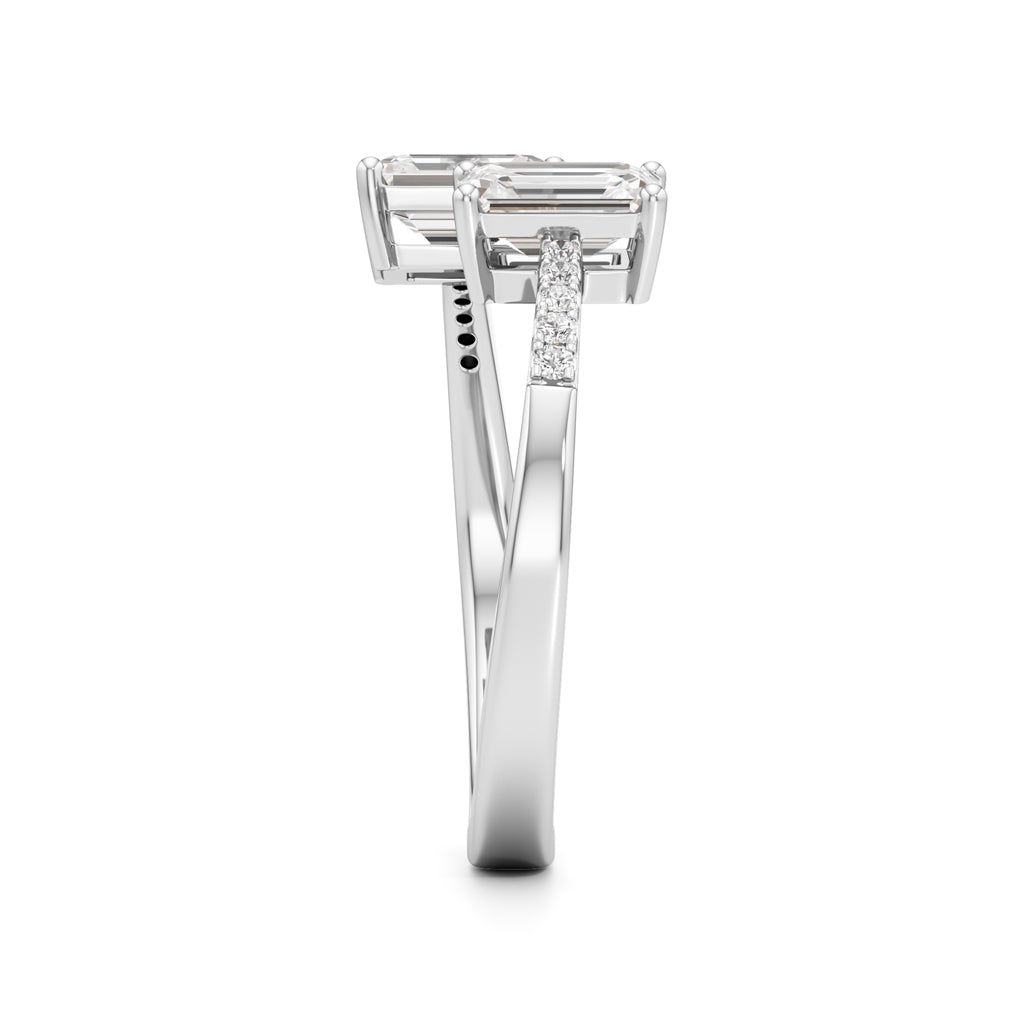 Two Stone Emerald Cut Diamond Ring
