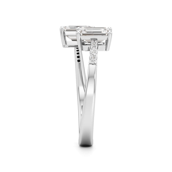 Two Stone Emerald Cut Diamond Ring