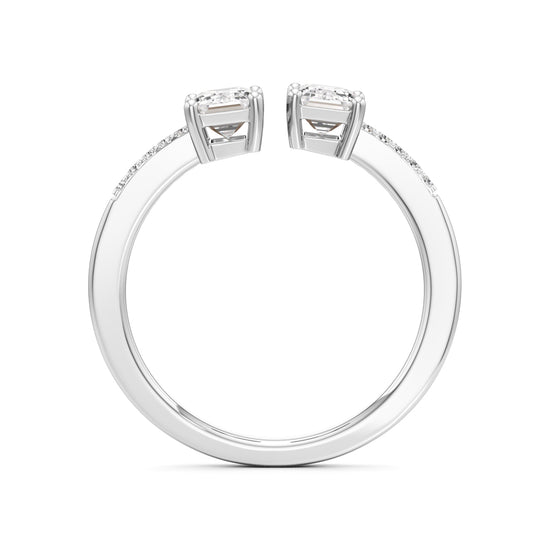Two Stone Emerald Cut Diamond Ring