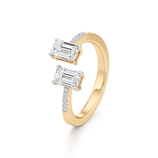 Two Stone Emerald Cut Diamond Ring