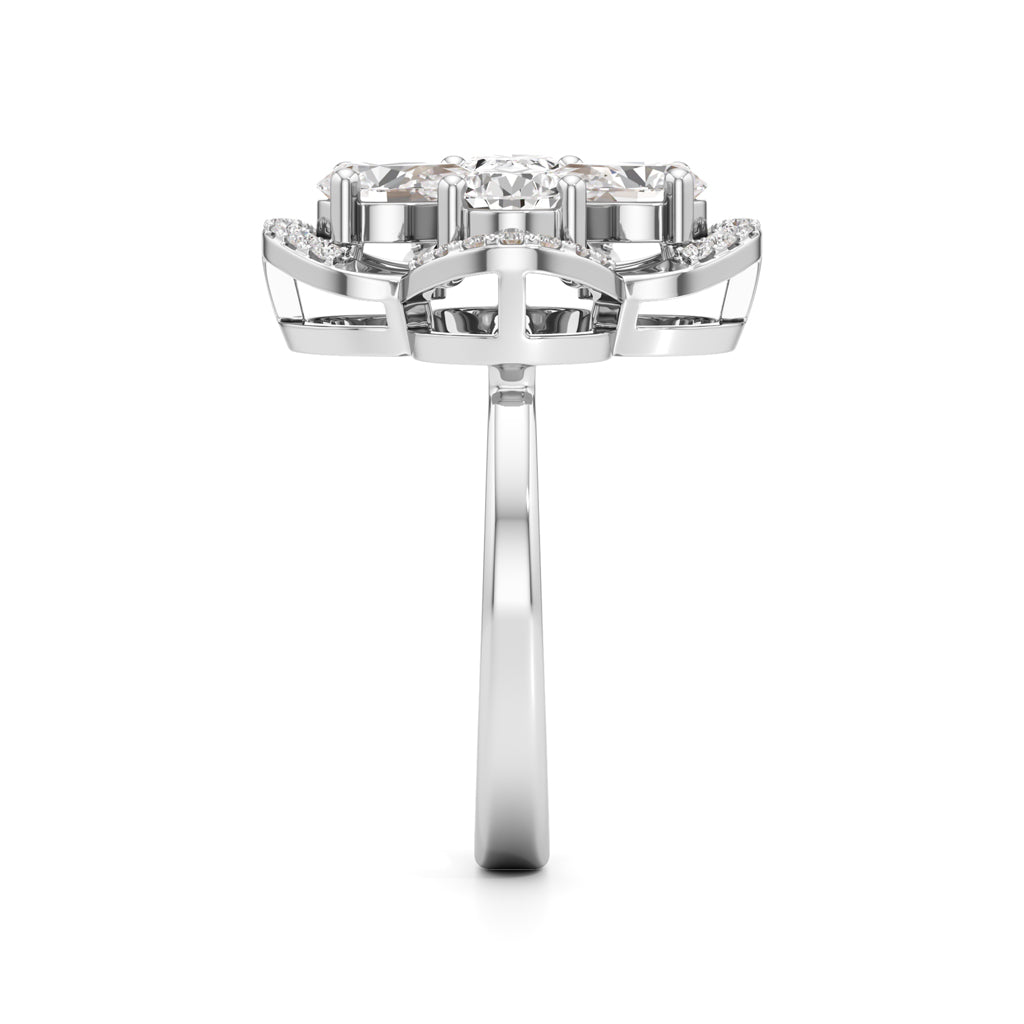 Pear Diamond Clover Ring with Halo
