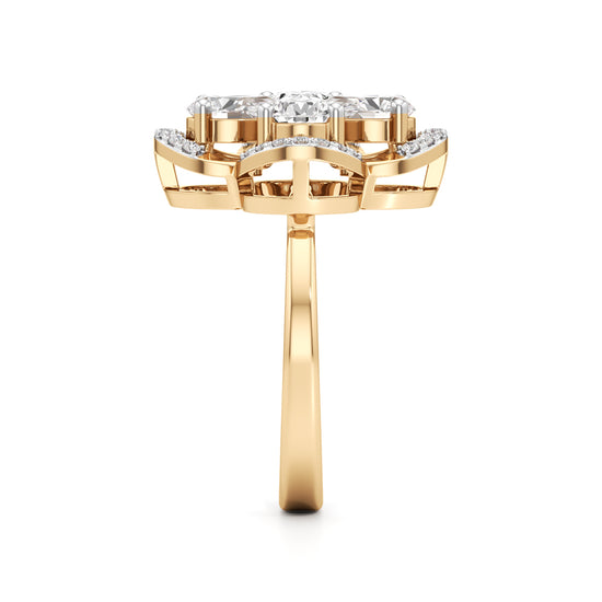 Pear Diamond Clover Ring with Halo