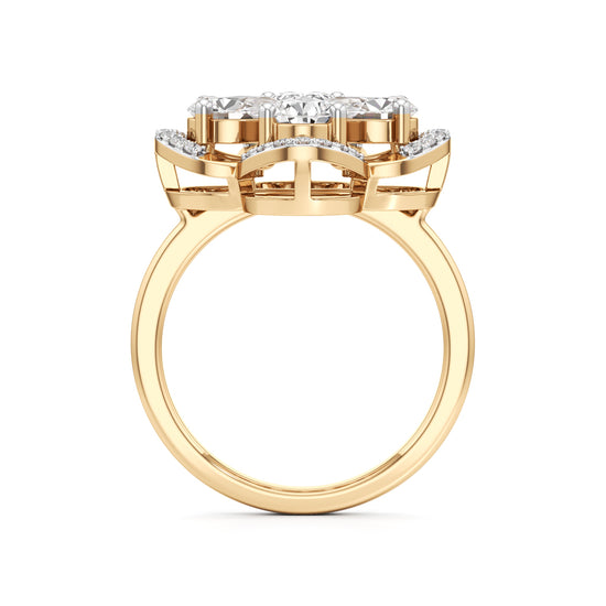 Pear Diamond Clover Ring with Halo