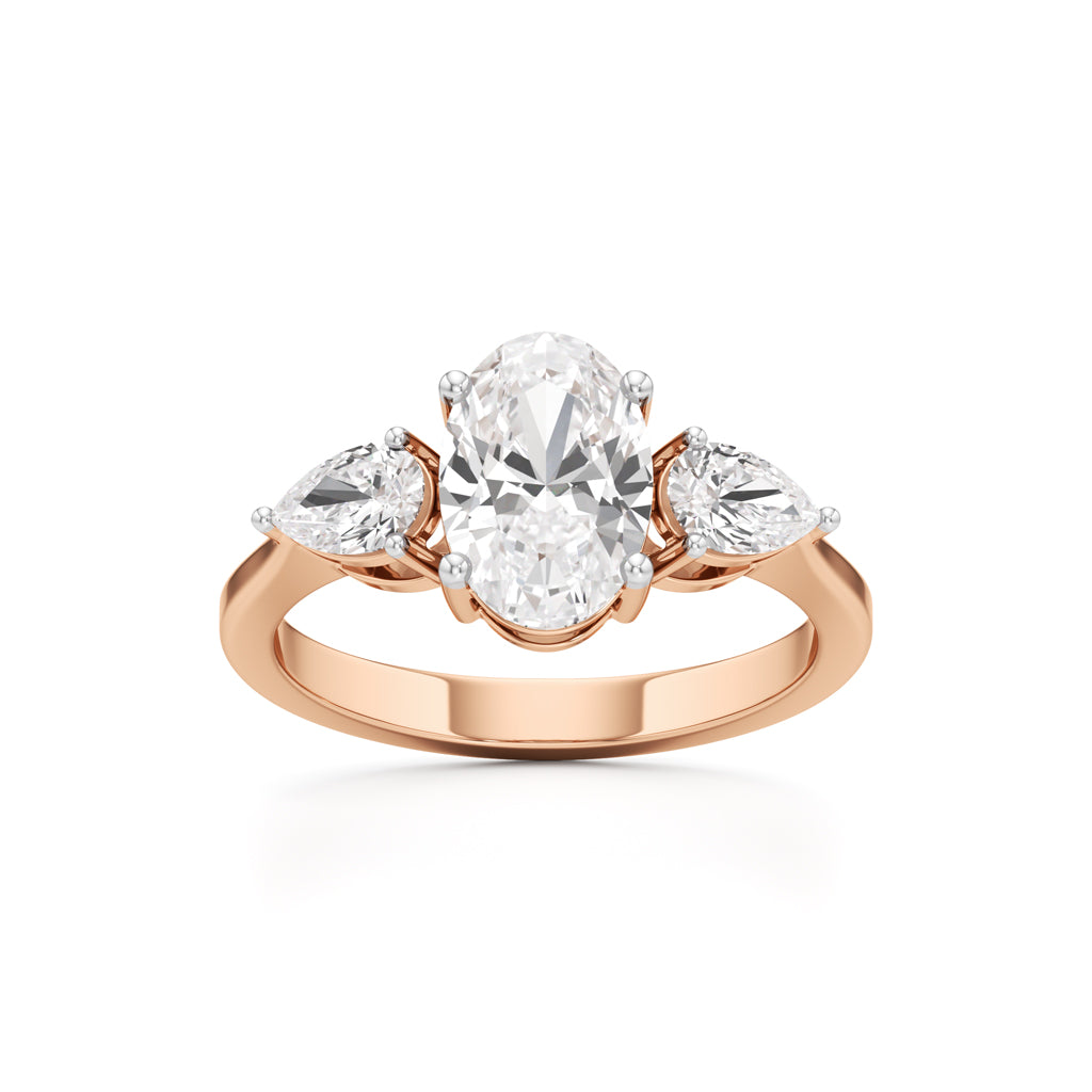 Oval Diamond Three Stone Ring