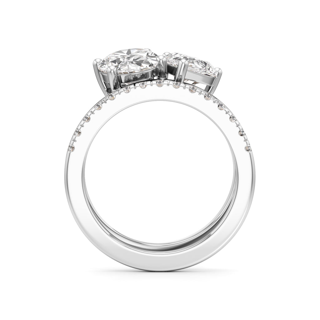Two Oval Diamond Bypass Wedding Set