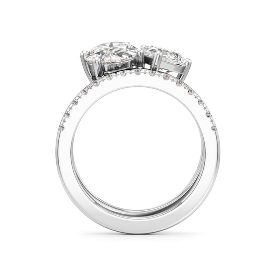Two Oval Diamond Bypass Wedding Set