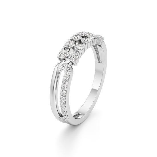 Cluster Diamond Bypass Ring with Lyra Accents
