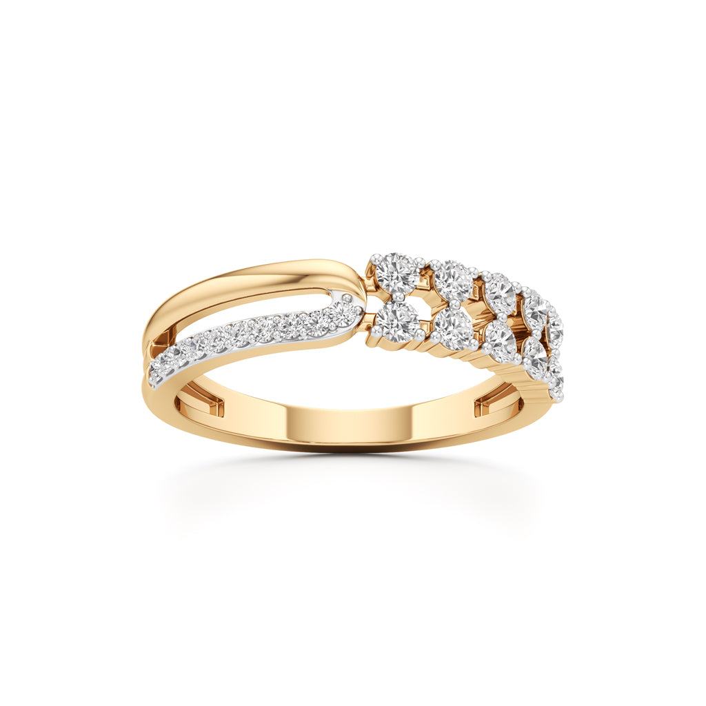 Cluster Diamond Bypass Ring with Lyra Accents