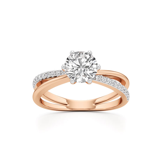 Round Solitaire Bypass Ring with Alina Accents