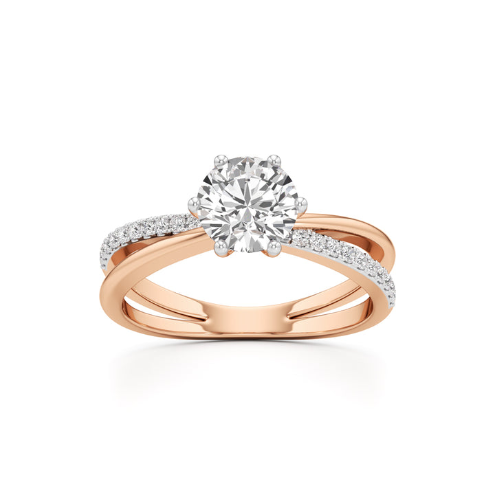 Round Solitaire Bypass Ring with Alina Accents