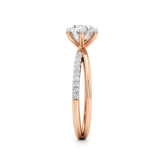 Round Solitaire Bypass Ring with Alina Accents