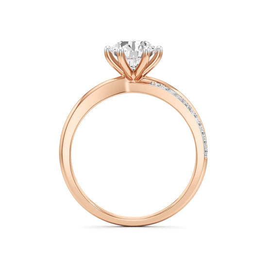 Round Solitaire Bypass Ring with Alina Accents