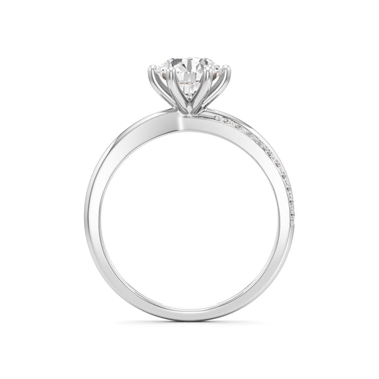 Round Solitaire Bypass Ring with Alina Accents