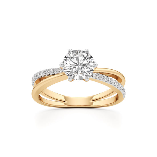 Round Solitaire Bypass Ring with Alina Accents