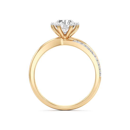 Round Solitaire Bypass Ring with Alina Accents