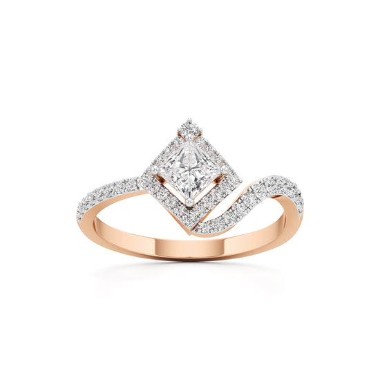 Princess Diamond Halo Bypass Ring