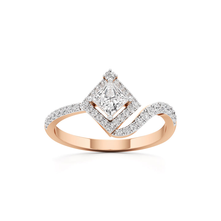 Princess Diamond Halo Bypass Ring