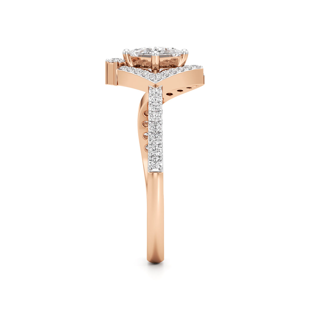 Princess Diamond Halo Bypass Ring
