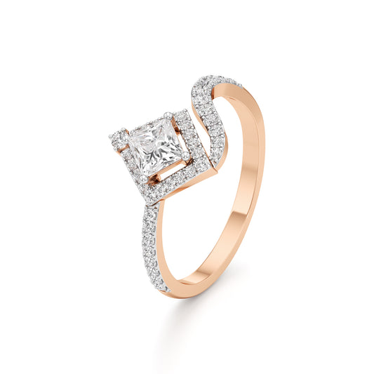 Princess Diamond Halo Bypass Ring