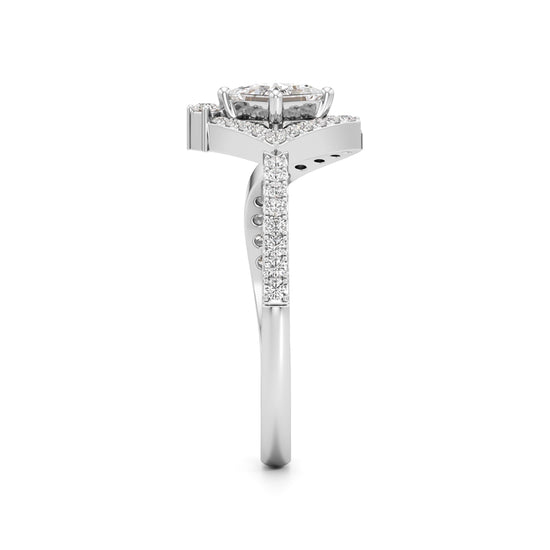 Princess Diamond Halo Bypass Ring
