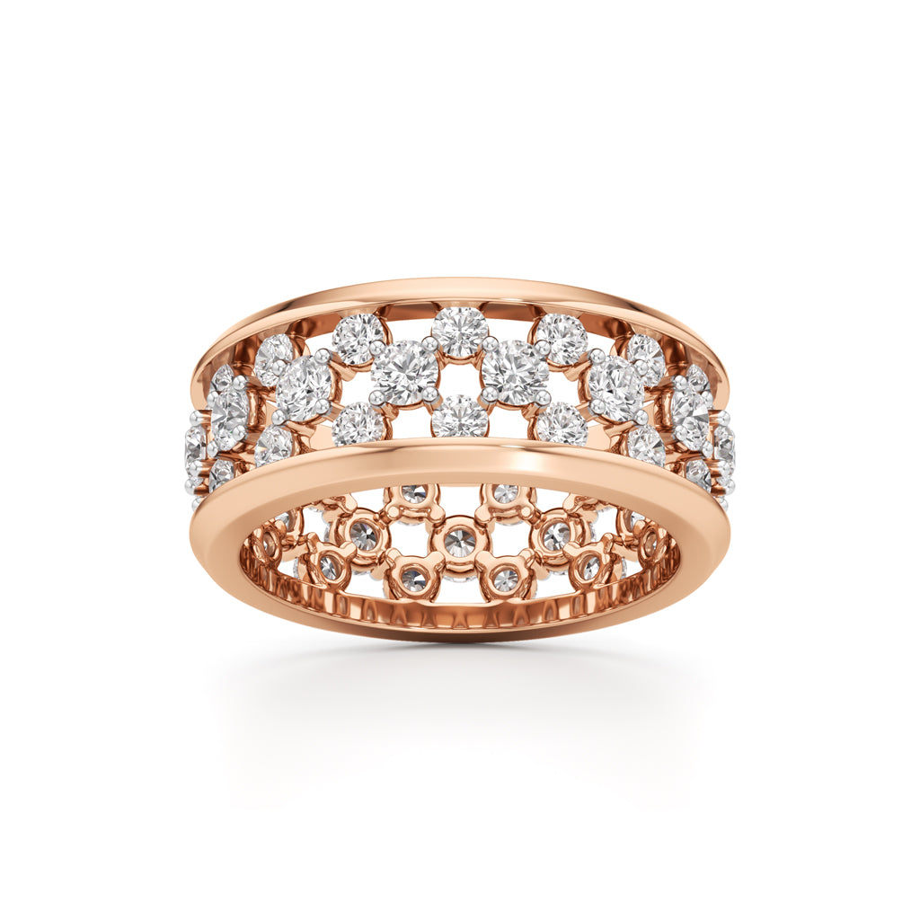Multi-Row Diamond Open-Work Ring