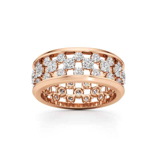 Multi-Row Diamond Open-Work Ring