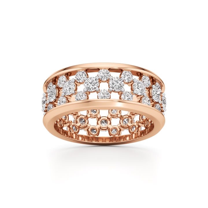 Multi-Row Diamond Open-Work Ring