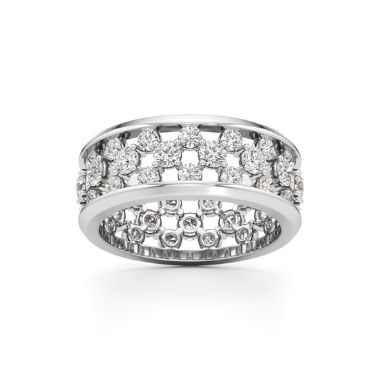 Multi-Row Diamond Open-Work Ring